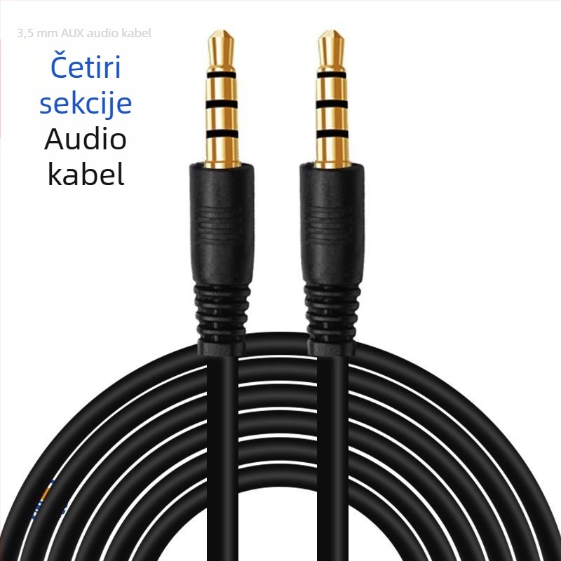 3,5 mm audio kabel, muški‑na‑muški, četiri vodiča, AV linija, zlatno pozlaćeni konektori, optičko vlakno, MP3 kompatibilan