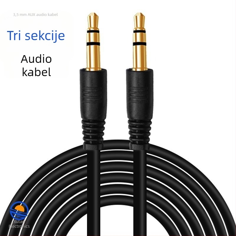 3,5 mm audio kabel, muški‑na‑muški, četiri vodiča, AV linija, zlatno pozlaćeni konektori, optičko vlakno, MP3 kompatibilan