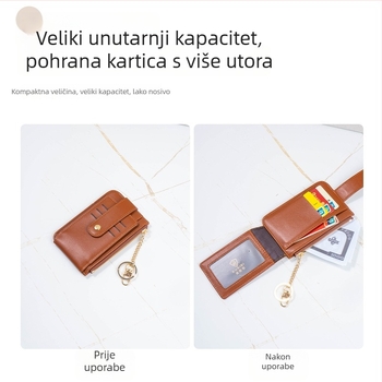 PU kožni ženski kratki novčanik sa zatvaračem, minimalistički dizajn, više pretinaca za kartice i pretinac za novac