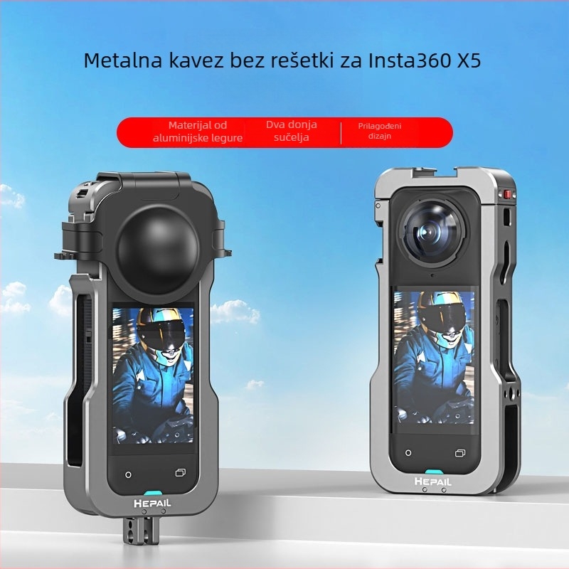 Insta360 X5 zaštitni okvir – aluminijski spoj, model AC-81, kompatibilan Shadowstone Insta360 X5; uključuje metalni kavez za kuniće i kutiju za pakiranje