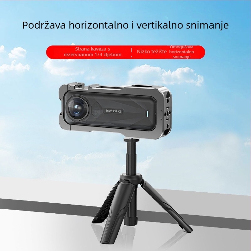 Insta360 X5 zaštitni okvir – aluminijski spoj, model AC-81, kompatibilan Shadowstone Insta360 X5; uključuje metalni kavez za kuniće i kutiju za pakiranje