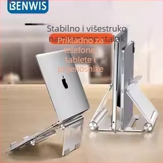 Stalak tri u jednom za prijenosno računalo i mobitel, aluminijska legura, sklopiv, težina 360 g