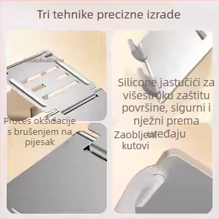 Stalak tri u jednom za prijenosno računalo i mobitel, aluminijska legura, sklopiv, težina 360 g