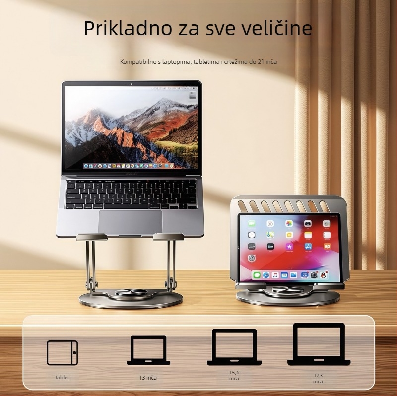 Držač za prijenosno računalo od karbonskog čelika s 360° rotacijom, model X2, 1200 g, 1 m ramena