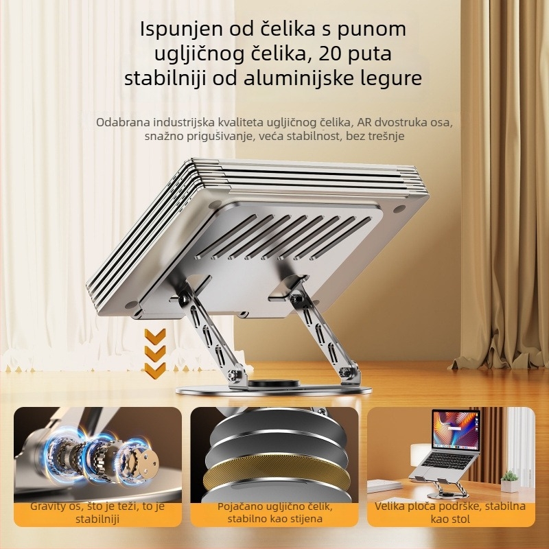 Držač za prijenosno računalo od karbonskog čelika s 360° rotacijom, model X2, 1200 g, 1 m ramena