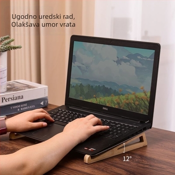 Držač za laptop od drveta — Prijenosan, 1 sloj, za stolnu površinu, jednostavan moderan dizajn, skladište