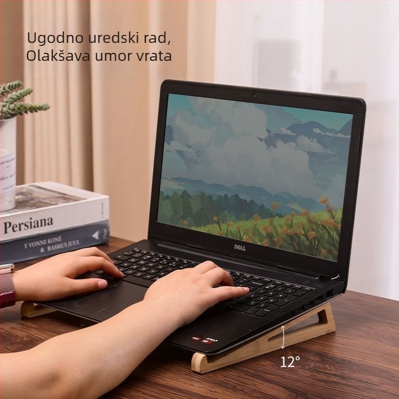 Držač za laptop od drveta — Prijenosan, 1 sloj, za stolnu površinu, jednostavan moderan dizajn, skladište