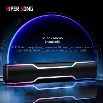 Desktop Bluetooth zvučnik sa RGB osvjetljenjem, 2 zvučnika, Bluetooth 5.3, 16W, USB/TF podrška, do 6 sati reprodukcije.