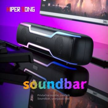 Desktop Bluetooth zvučnik sa RGB osvjetljenjem, 2 zvučnika, Bluetooth 5.3, 16W, USB/TF podrška, do 6 sati reprodukcije.