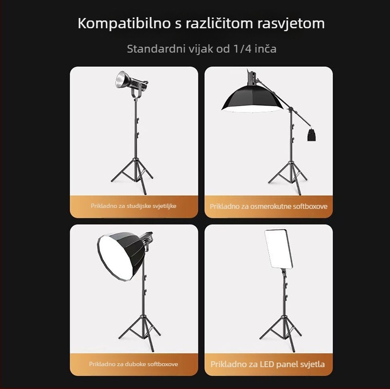 Stativ za telefon za livestream i fotografiju, prijenosni, ABS+metal, nosivost 3 kg, 3 sekcije, težina 1,68 kg