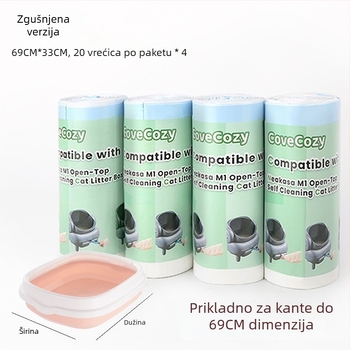 Torba za mačji otpad s vrpcom, debeli dizajn, prijenosna (s vrpcom, debeli dizajn, prijenosna)