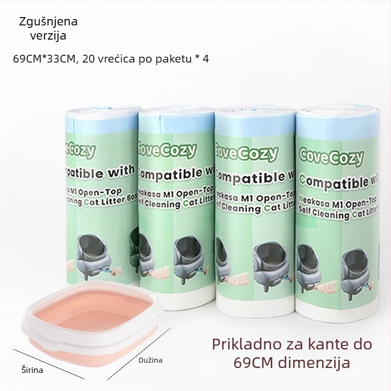 Torba za mačji otpad s vrpcom, debeli dizajn, prijenosna (s vrpcom, debeli dizajn, prijenosna)