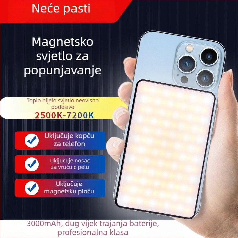 Nova mini džepna lampica s magnetskim držačem, prijenosno osvjetljenje za fotografiju, uživo prijenos i kratki videozapisi