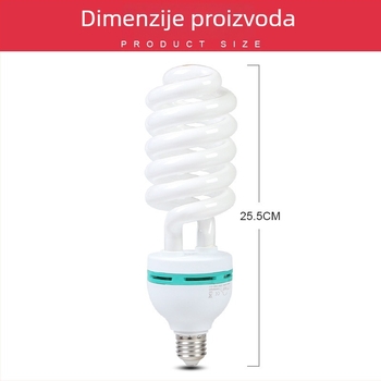 Profesionalna fotografijska žarulja, 135W energetska štednja, RGB tri primarne boje, 5500K temperatura boje, E27 priključak, nije prilagodljiva jačina svjetla