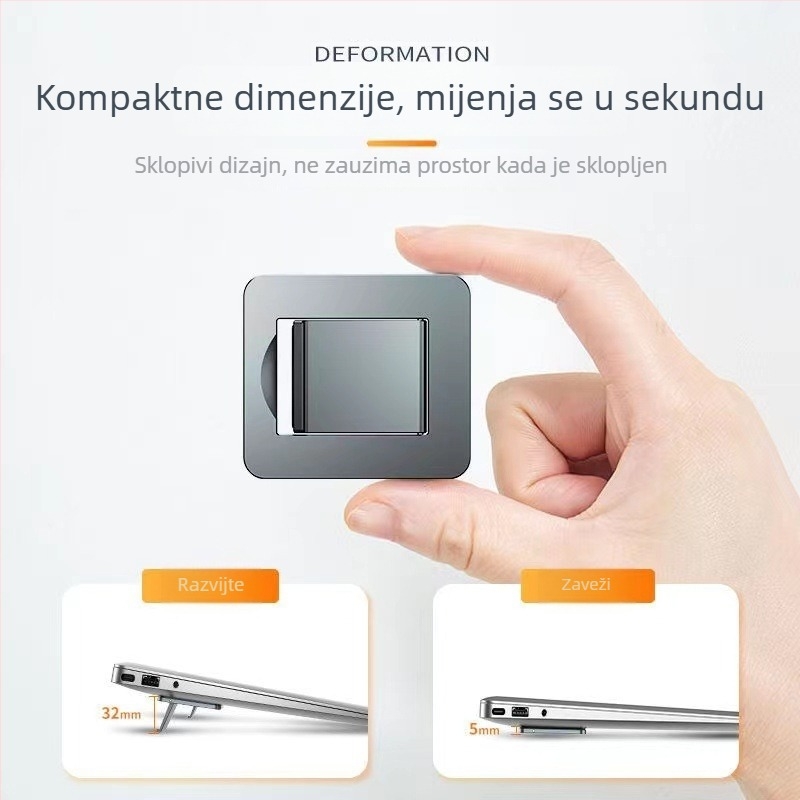 Držač za prijenosno računalo od aluminijske legure, univerzalna kompatibilnost, prstenasti tip, 22 g