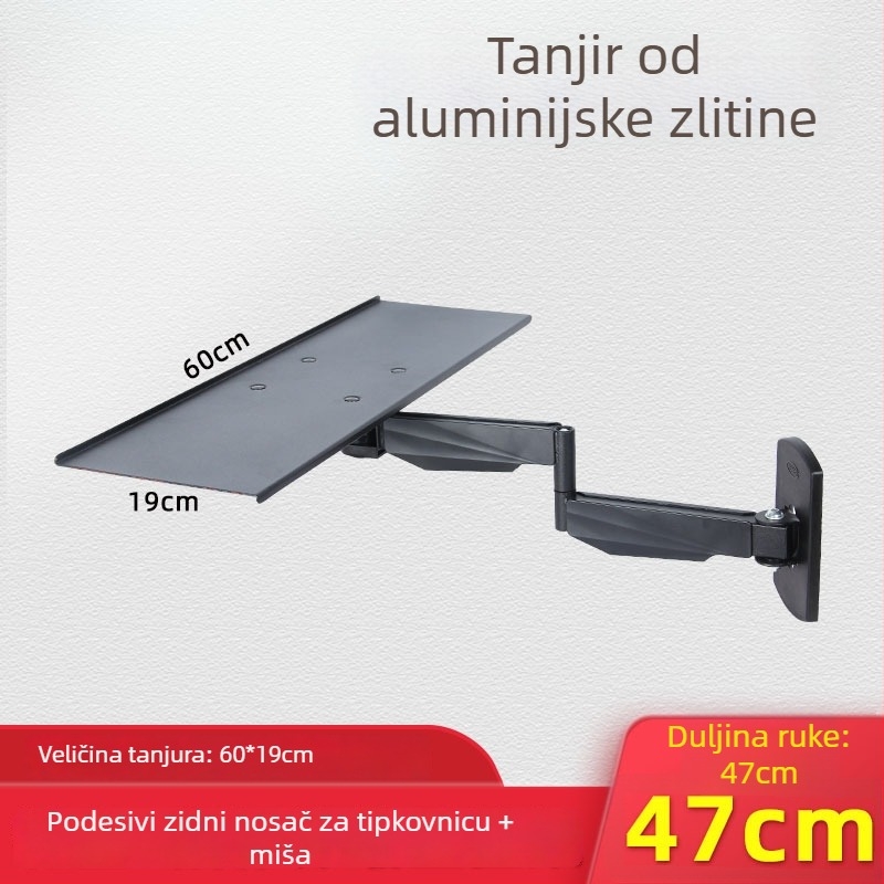 Rotirajući zidni stalak za tipkovnicu i monitor | Aluminijska legura | Model: Hx02+ duga ladica | Kompatibilno s: Hx02 paleta | Težina: 4000 g