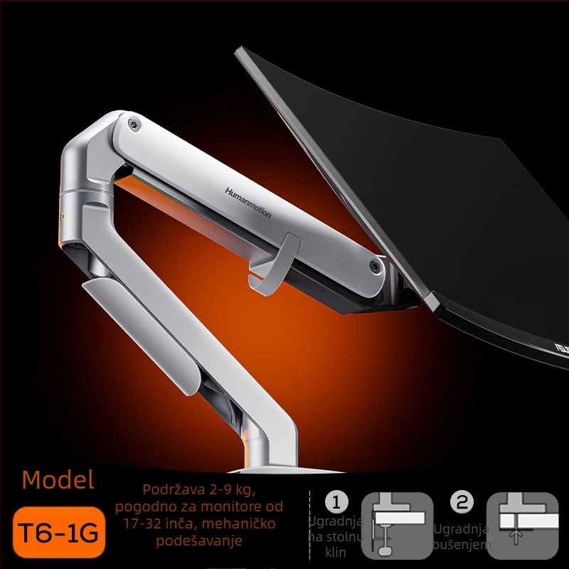 Monitorno rameno T6G, aluminijska legura, tip podizanja