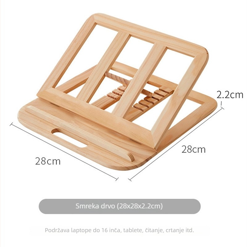Drveni stolni nosač za laptop i tablet, sklopivi, podesivi po visini, prenosni (Materijal: Drvo; Marka: Daily Hundred; Kod proizvoda: A-1; Datum izdavanja: 2025; Oblika: Stol)