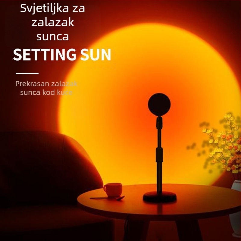 Prilagodljiva lampa zalaska sunca - USB napajanje, zidna svjetiljka za spavaću sobu, atmosfera sumraka, bez pametne kontrole