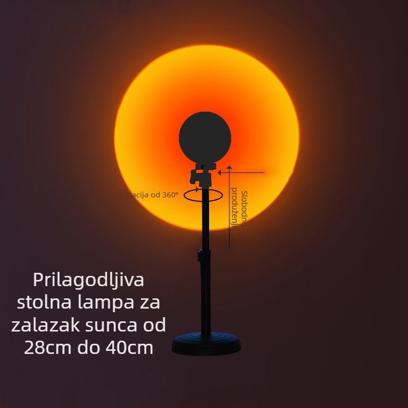 Prilagodljiva lampa zalaska sunca - USB napajanje, zidna svjetiljka za spavaću sobu, atmosfera sumraka, bez pametne kontrole