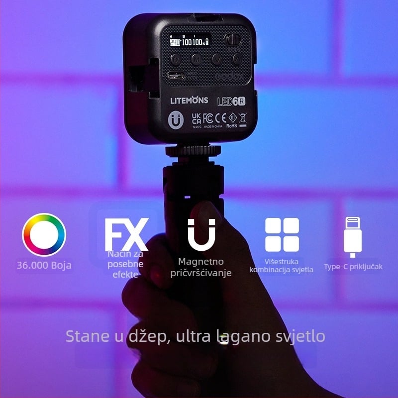 Digitalna fotografijska lampa, kompaktno prijenosno dopunsko svjetlo s ugrađenom baterijom, dimabilno, prilagodljiva jačina svjetla, podržava samostalno napajanje