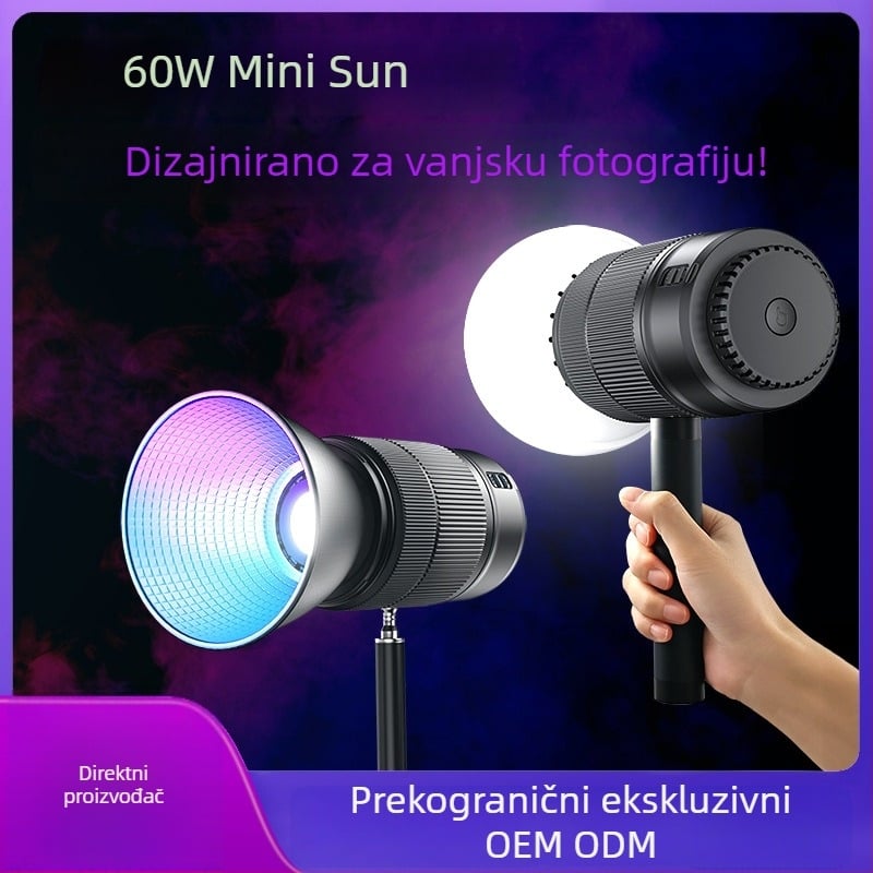 Prijenosno COB LED osvjetljenje s RGB, za fotografiju na otvorenom i portrete, s ugrađenom baterijom, regulirana temperatura boje 2500K–9900K