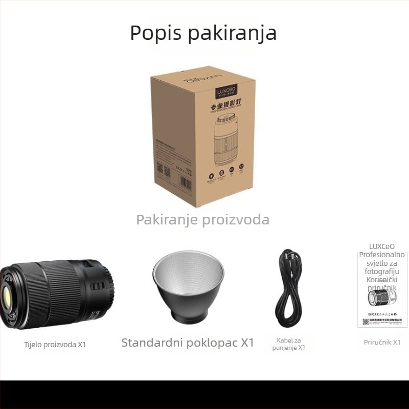 Prijenosno COB LED osvjetljenje s RGB, za fotografiju na otvorenom i portrete, s ugrađenom baterijom, regulirana temperatura boje 2500K–9900K