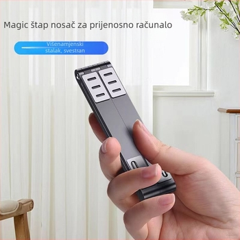 Stalak za hlađenje prijenosnog računala od aluminijske legure, podesiv po visini, prijenosan, 3-u-1 sklopivi stalak za računala