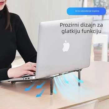 Stalak za hlađenje prijenosnog računala od aluminijske legure, podesiv po visini, prijenosan, 3-u-1 sklopivi stalak za računala