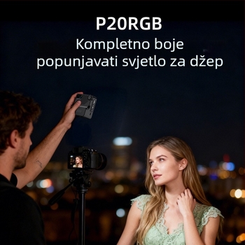 RGB rasvjeta za fotografiju, prijenosno ručno osvjetljenje za live streaming i vanjske portrete, model P20RGB, 10-50W, temperatura boje 2500K-9900K, ugrađena baterija