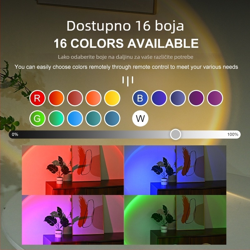 Ambijentalna projekcijska lampa s Bluetoothom, upravljanje aplikacijom, daljinski, podešavanje svjetline, USB napajanje 5V