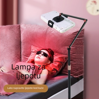Podna stalk za lampu za ljepotu od aluminijske legure, s ravnim panelom i podesivim držačem iPad-a, model PY-B09, stil podizanja, kompatibilan s iPad/iPhone/iPod touch
