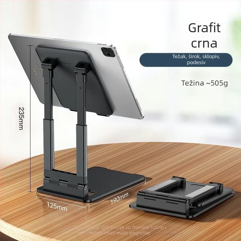 Sklopivi stolni držač za tablet s rotacijom i podizanjem, metalna konstrukcija