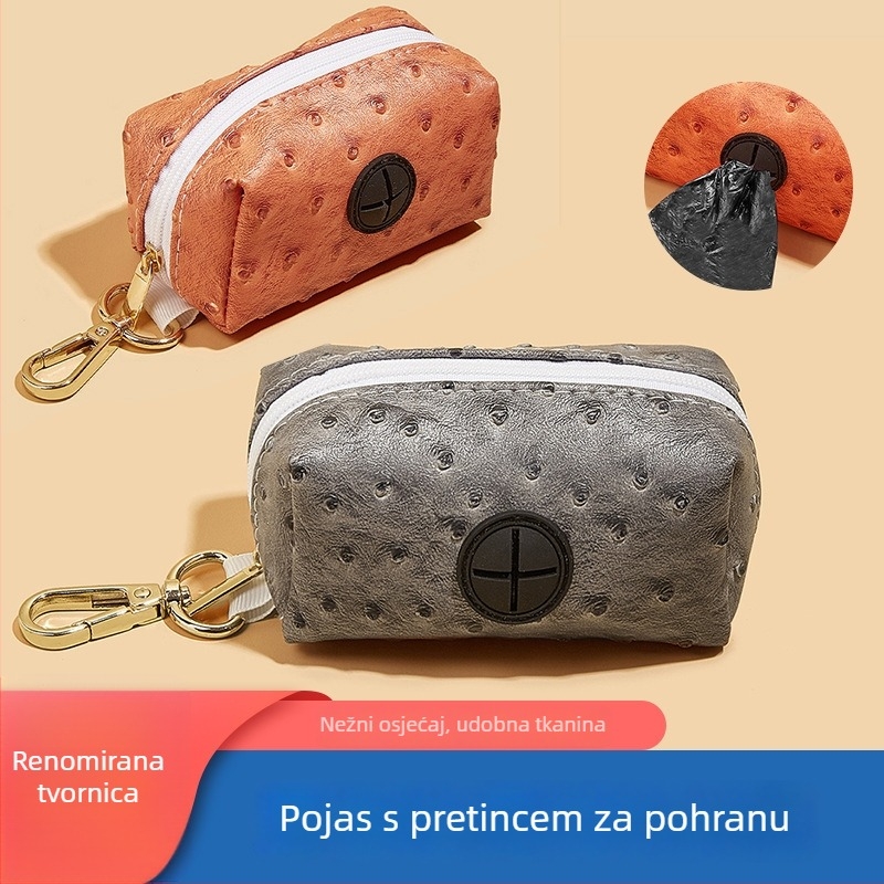 Prijenosni PU držač vrećica za šetnju psa, uzorak noj