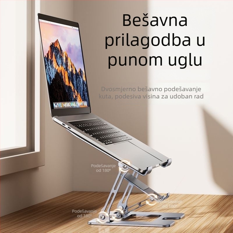 Metalni sklopivi držač za laptop, telefon i tablet – višenamjenski kućni uredski stalak, univerzalna kompatibilnost s iPad, iPhone generacijama i iPod touch 4. generacije; težina 1260 g