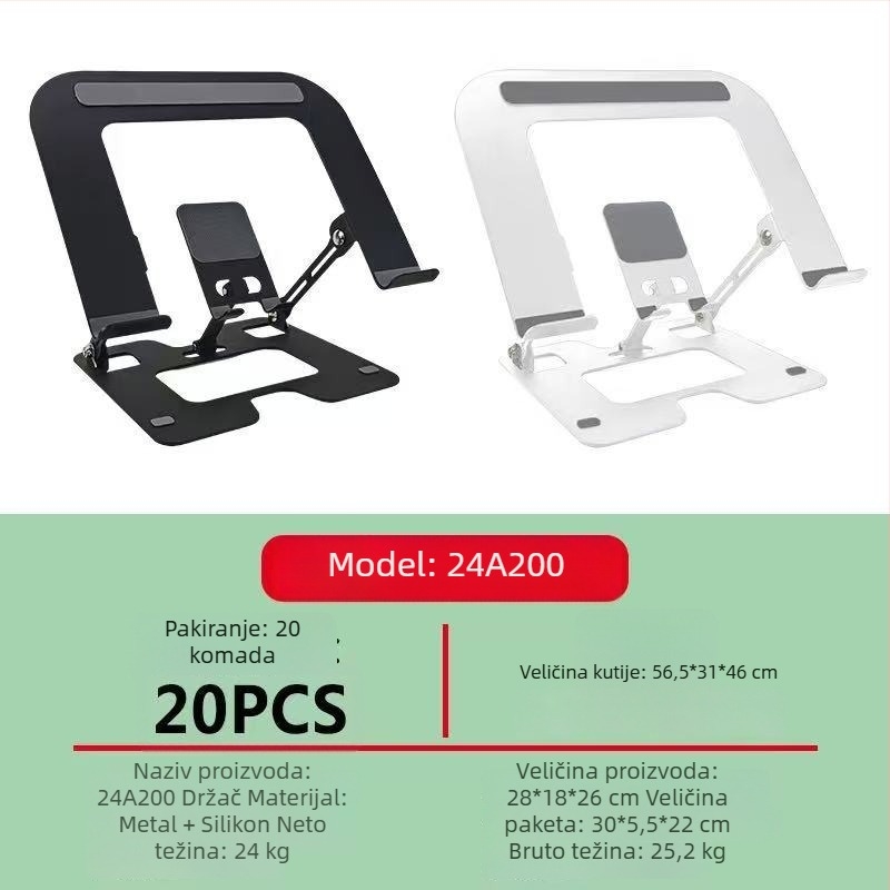 Metalni sklopivi držač za laptop, telefon i tablet – višenamjenski kućni uredski stalak, univerzalna kompatibilnost s iPad, iPhone generacijama i iPod touch 4. generacije; težina 1260 g