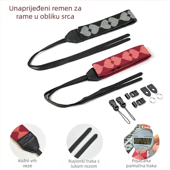 Kamera naramenica, univerzalna cross-body, pojačan dizajn za smanjenje pritiska, pleteni remen, retro dizajn srcolikog oblika, kompatibilan s različitim bezzrcnim fotoaparatima