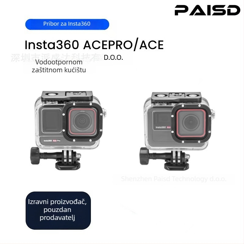 PAISD Podvodno kućište za Insta360 Ace Pro — vodootporno zaštitno kućište za podvodno snimanje