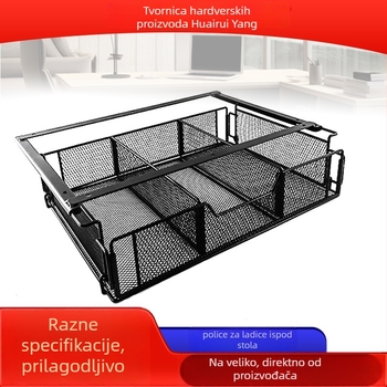 Regal za pohranu ispod stola, sklopni, višestruke namjene, od karbonskog čelika, ugradnja na stolnu ploču, 1 razina