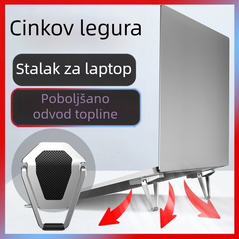 Xiangjie JO5 Sklopiva potpora za prijenosno računalo — metal + silikon, kompatibilna s prijenosnicima, sklopivi dizajn, težina 11.14 kg