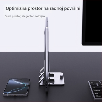 Držač za prijenosno računalo, uspravni, minimalističko skladištenje, podesiva širina, uspravna potpora, ploča za produženje stola