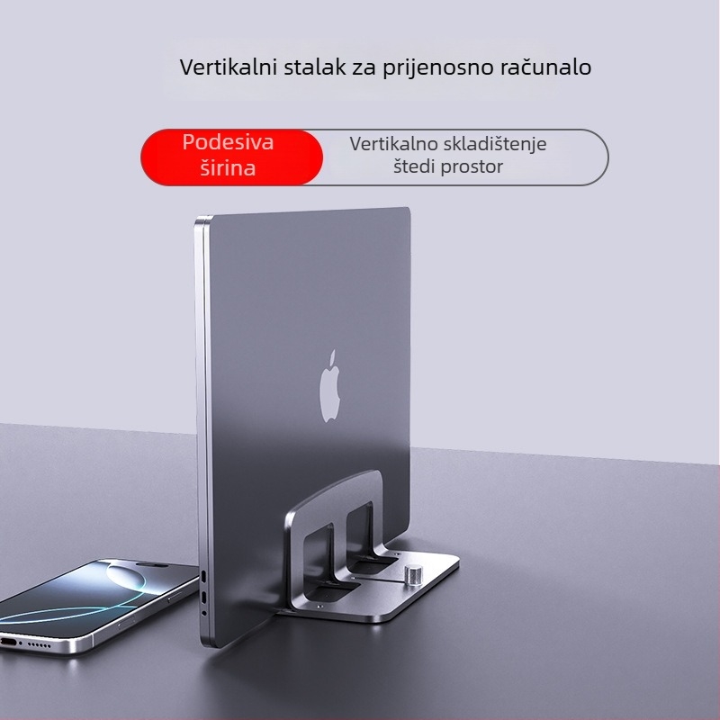 Držač za prijenosno računalo, uspravni, minimalističko skladištenje, podesiva širina, uspravna potpora, ploča za produženje stola