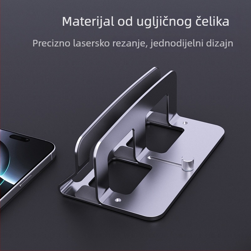 Držač za prijenosno računalo, uspravni, minimalističko skladištenje, podesiva širina, uspravna potpora, ploča za produženje stola