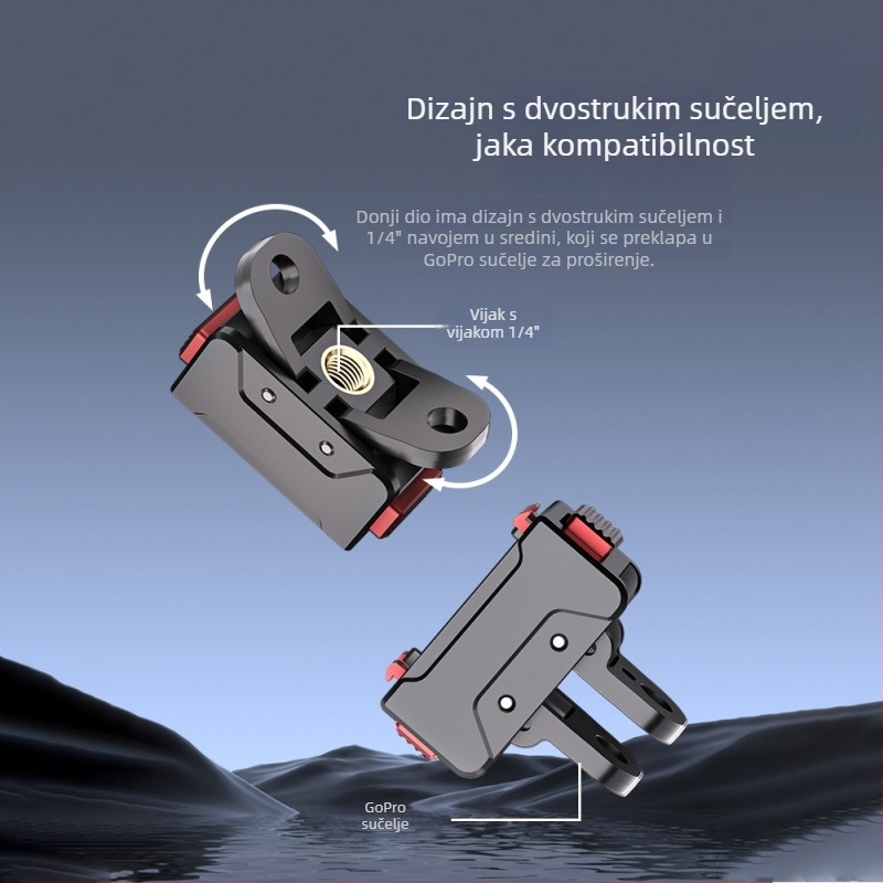 KC-01 Magnetizirana brzo‑odvojiva baza za insta360 Ace/AcePro s 1/4-inčnim GoPro adapterom — aluminijova zlitina, silikon, ABS