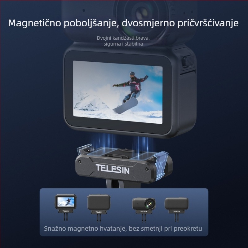 Telesin Osmo Nano Brza Baza s Dvostrukim Magnetnim Adapterom za DJI Osmo Nano – Najlon, Vlakna stakla, Silikon, Magnet, Aluminijska legura