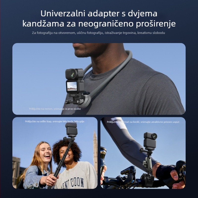 Telesin Osmo Nano Brza Baza s Dvostrukim Magnetnim Adapterom za DJI Osmo Nano – Najlon, Vlakna stakla, Silikon, Magnet, Aluminijska legura