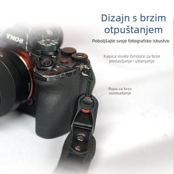 Kamera narukvica za zapešće s debelim potapljačkim materijalom, brzo-otpuštajuća kopča i izdržljiva mikrovlakna koža; Model 20250526; nosivost 50 kg; kompatibilno s DSLR i mirrorless kamerama