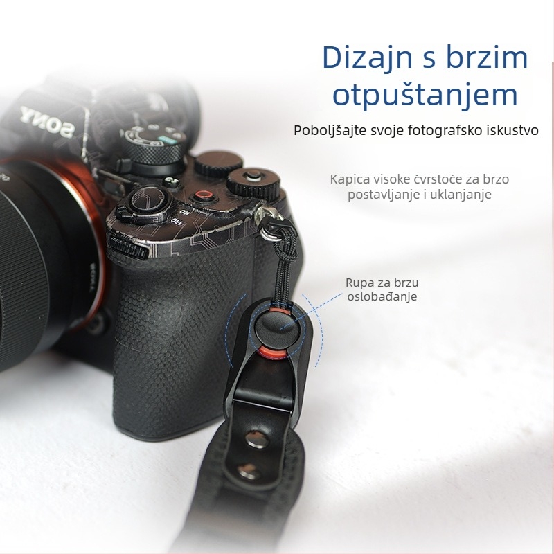 Kamera narukvica za zapešće s debelim potapljačkim materijalom, brzo-otpuštajuća kopča i izdržljiva mikrovlakna koža; Model 20250526; nosivost 50 kg; kompatibilno s DSLR i mirrorless kamerama