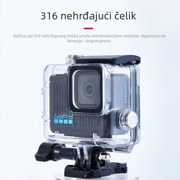 GOPRO HERO 4K vodootporna kutija A-GPH-WC – Materijal: polikarbonat + kaljeno staklo, Logo po želji, Uključuje: kućište, baza, T-bolt, alkoholni ubrus, anti-fog list