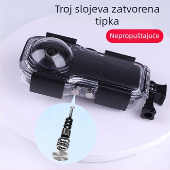 insta360 ONE RS ONE-inch Lycra vodootporna zaštitna kućišta za panoramsku kameru — PC materijal; paket uključuje kućište, osnovu, vijak, anti-fog foliju; tiskano logo OK